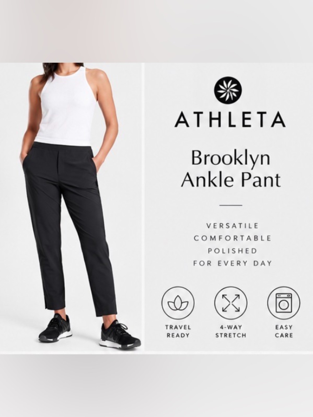 Athleta Brooklyn Mid Rise Ankle Pant – Black – Size 8